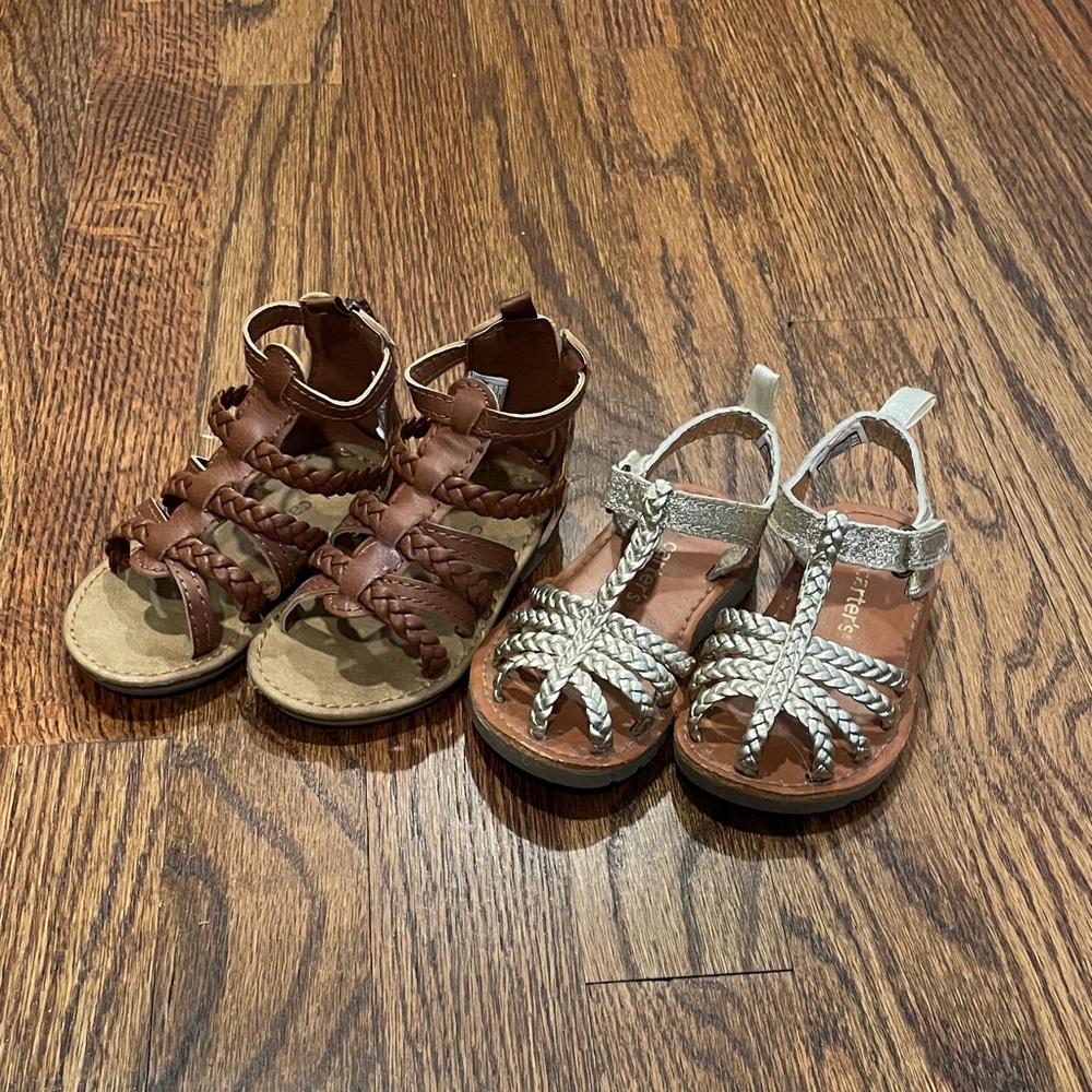 Carter’s Toddler Size 4 Brown and Gold Sandal Bundle